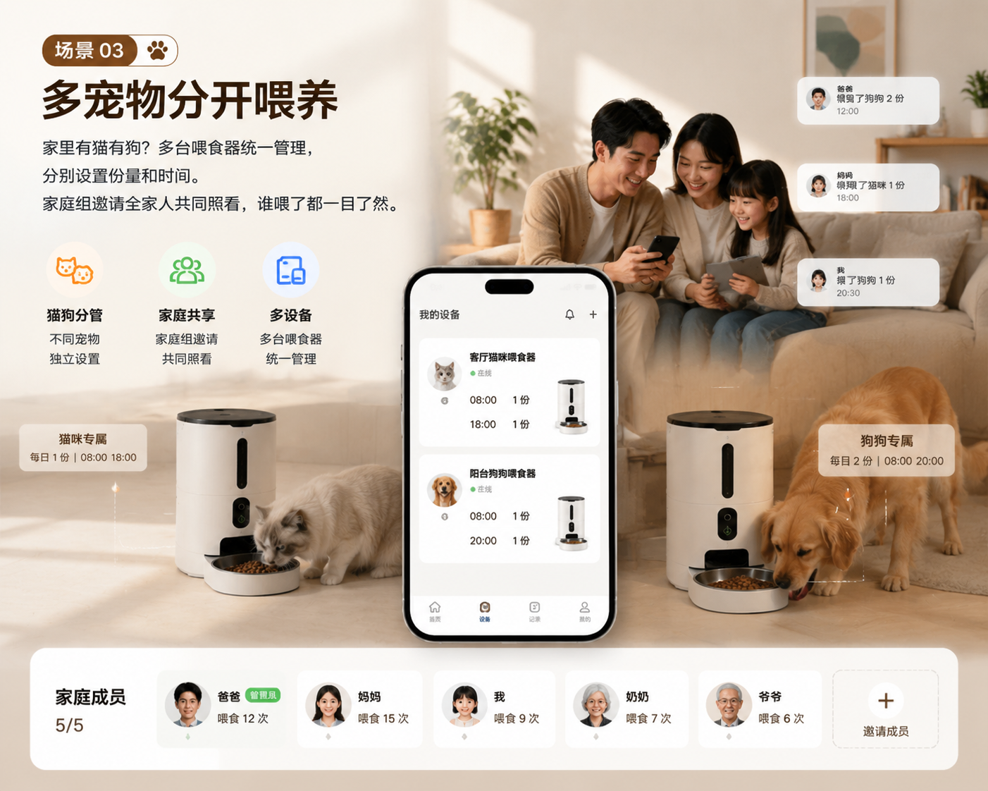 多宠物分开喂养